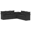 vidaXL Sofa Set 7 pcs Black Poly Rattan and Steel