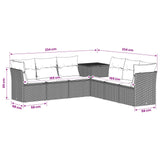 vidaXL Sofa Set 7 pcs Black Poly Rattan and Steel