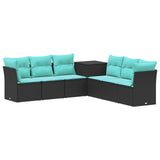 vidaXL Sofa Set 7 pcs Black Poly Rattan and Steel