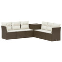vidaXL Sofa Set 7 pcs Black Poly Rattan and Steel