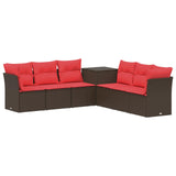 vidaXL Sofa Set 7 pcs Black Poly Rattan and Steel