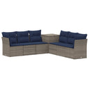 vidaXL Sofa Set 7 pcs Black Poly Rattan and Steel