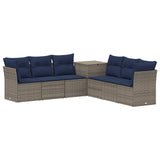 vidaXL Sofa Set 7 pcs Black Poly Rattan and Steel