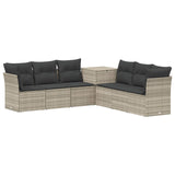 vidaXL Sofa Set 7 pcs Black Poly Rattan and Steel