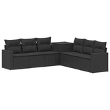 vidaXL 7-Piece Sofa Set Black Poly Rattan and Steel