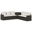 vidaXL 7-Piece Sofa Set Black Poly Rattan and Steel