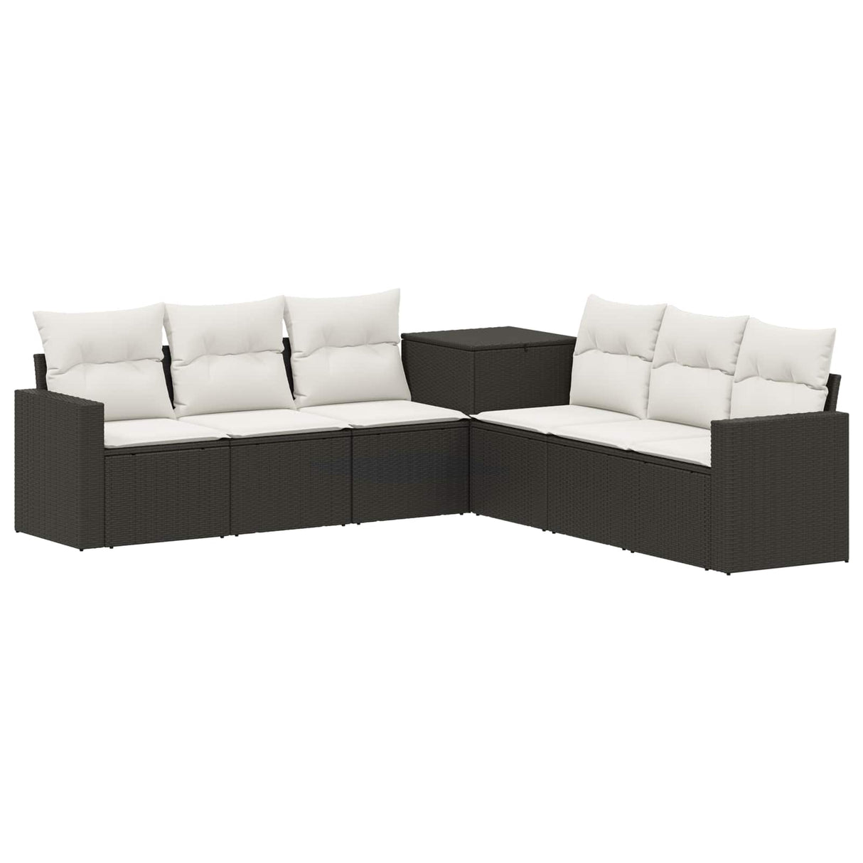 vidaXL 7-Piece Sofa Set Black Poly Rattan and Steel