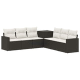 vidaXL 7-Piece Sofa Set Black Poly Rattan and Steel