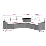 vidaXL 7-Piece Sofa Set Black Poly Rattan and Steel