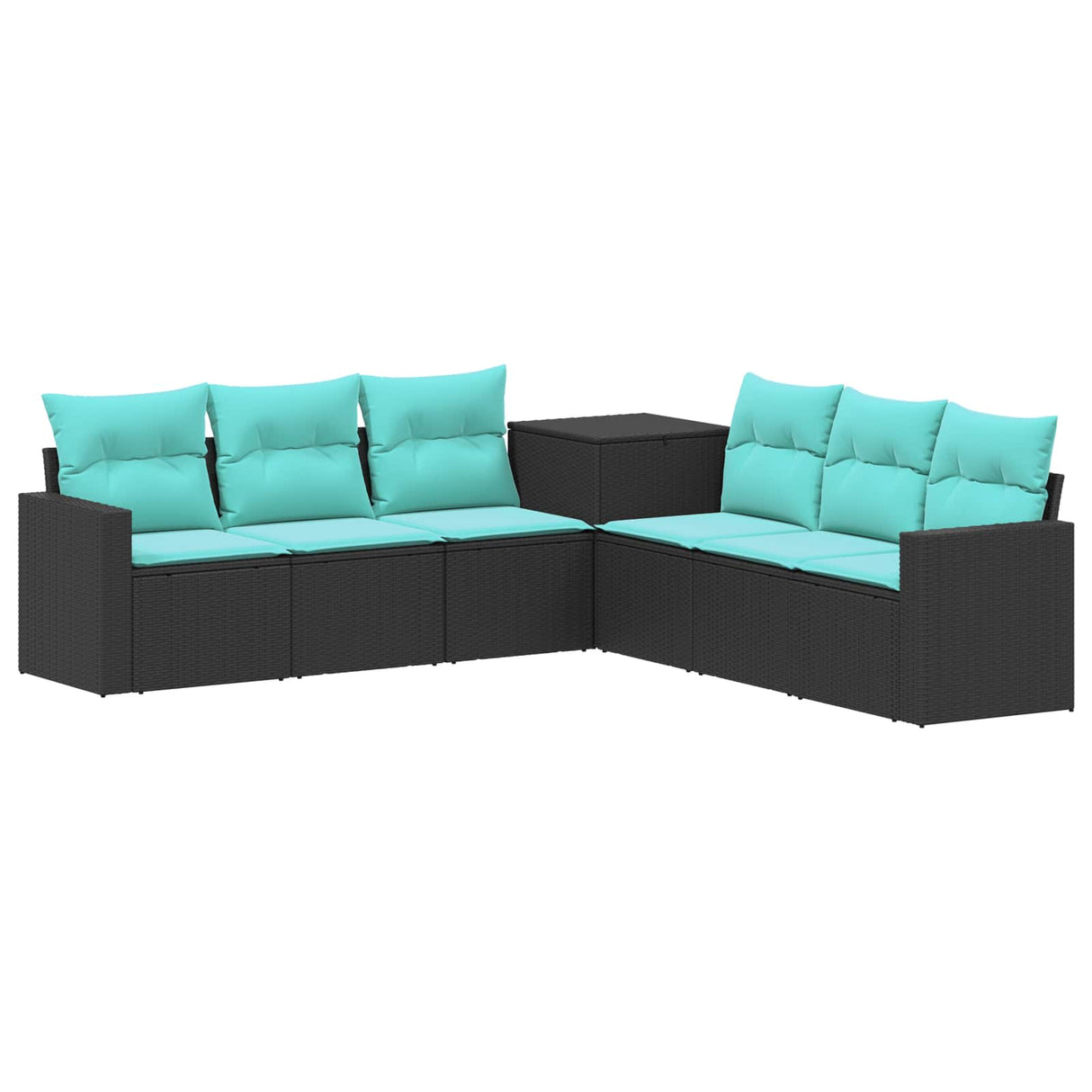 vidaXL 7-Piece Sofa Set Black Poly Rattan and Steel