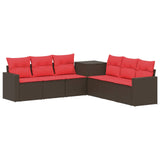 vidaXL 7-Piece Sofa Set Black Poly Rattan and Steel