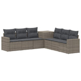 vidaXL 7-Piece Sofa Set Black Poly Rattan and Steel