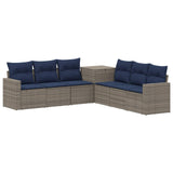 vidaXL 7-Piece Sofa Set Black Poly Rattan and Steel