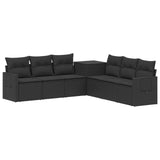 vidaXL Bankstel 7 pcs Zwart Poly Rattan en Staal
