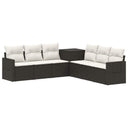 vidaXL Bankstel 7 pcs Zwart Poly Rattan en Staal