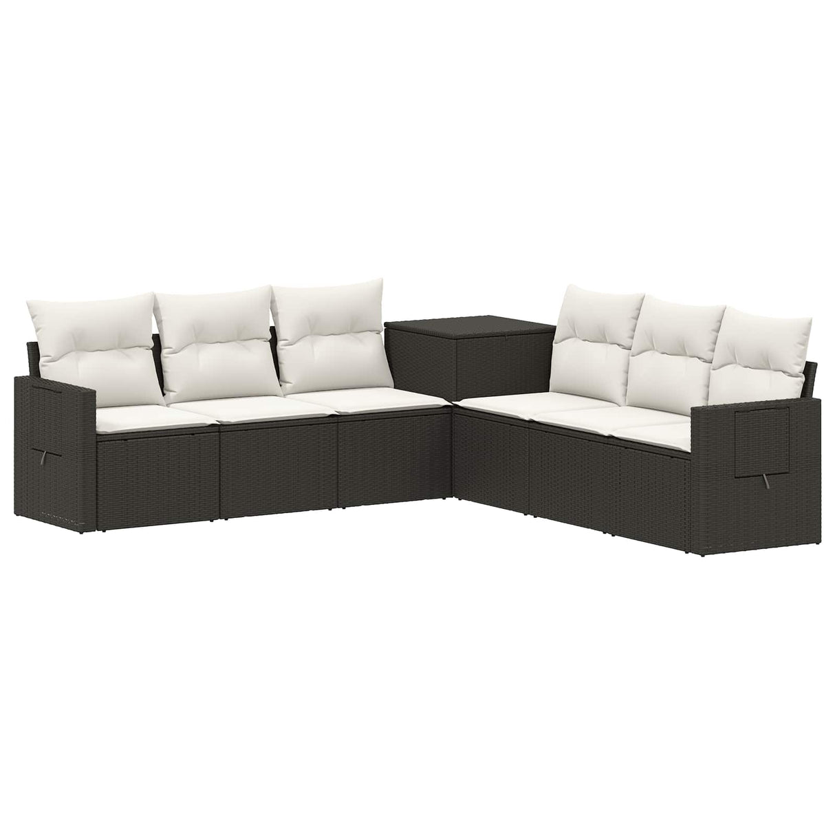 vidaXL Bankstel 7 pcs Zwart Poly Rattan en Staal