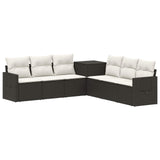 vidaXL Bankstel 7 pcs Zwart Poly Rattan en Staal