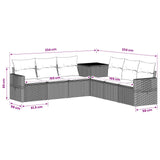 vidaXL Bankstel 7 pcs Zwart Poly Rattan en Staal