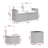 vidaXL Bankstel 7 pcs Zwart Poly Rattan en Staal