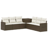 vidaXL Bankstel 7 pcs Zwart Poly Rattan en Staal