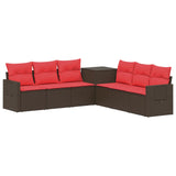 vidaXL Bankstel 7 pcs Zwart Poly Rattan en Staal