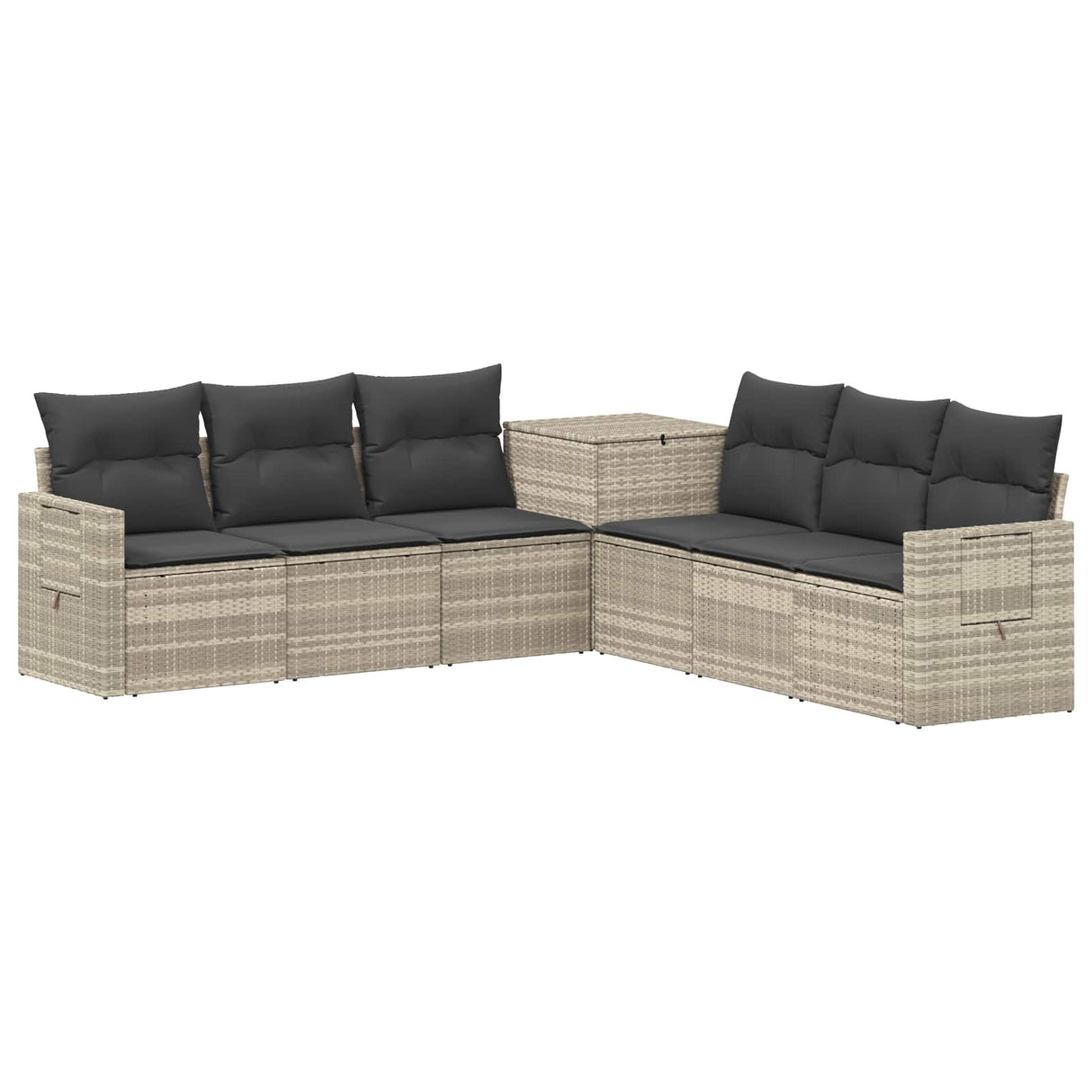 vidaXL Bankstel 7 pcs Zwart Poly Rattan en Staal