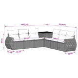 vidaXL Bankstel 7 pcs Zwart Poly Rattan en Staal