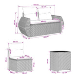 vidaXL Bankstel 7 pcs Zwart Poly Rattan en Staal
