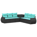 vidaXL Bankstel 7 pcs Zwart Poly Rattan en Staal