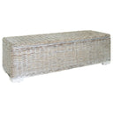 vidaXL Opbergbox 110 cm natuurlijk kubu rattan & massief mahoniehout wit