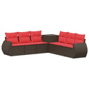vidaXL Bankstel 7 pcs Zwart Poly Rattan en Staal