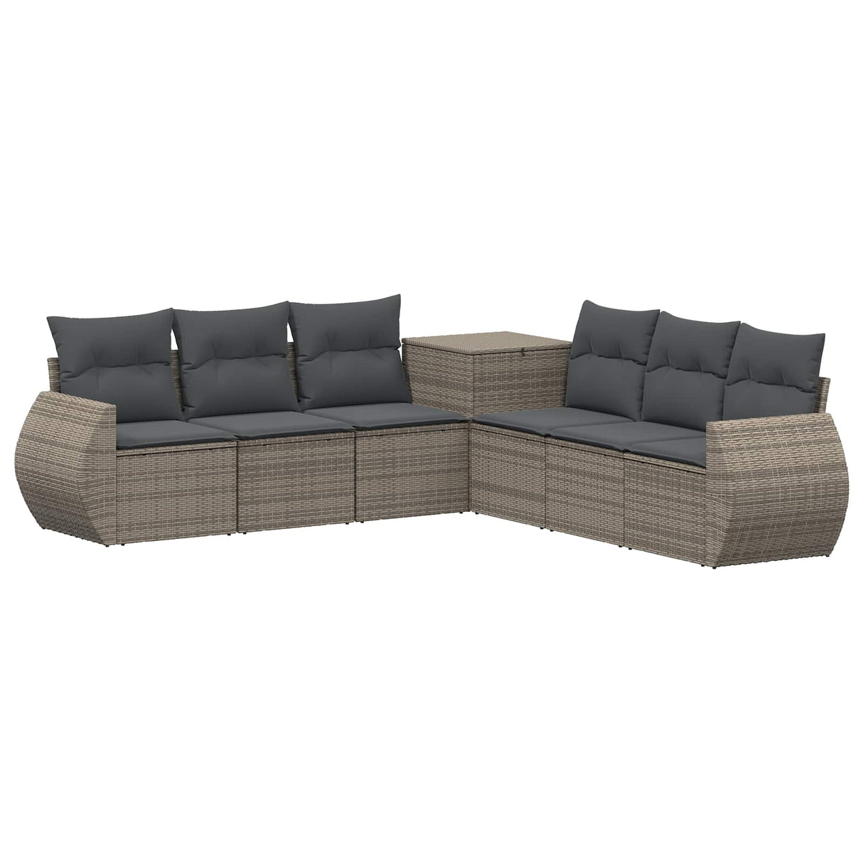 vidaXL Bankstel 7 pcs Zwart Poly Rattan en Staal