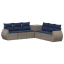 vidaXL Bankstel 7 pcs Zwart Poly Rattan en Staal