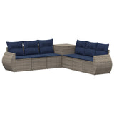 vidaXL Bankstel 7 pcs Zwart Poly Rattan en Staal