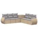 vidaXL Bankstel 7 pcs Zwart Poly Rattan en Staal