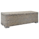 vidaXL Opbergbox 110 cm natuurlijk kubu rattan & massief mahoniehout wit