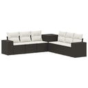 vidaXL Bankstel 7 pcs Zwart Poly Rattan en Staal
