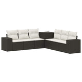 vidaXL Bankstel 7 pcs Zwart Poly Rattan en Staal