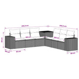 vidaXL Bankstel 7 pcs Zwart Poly Rattan en Staal