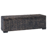 vidaXL Opbergbox 110 cm natuurlijk kubu rattan & massief mahoniehout wit