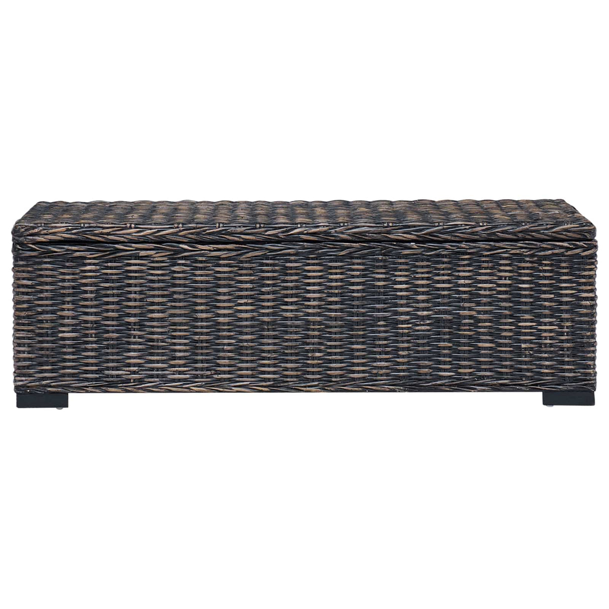 vidaXL Opbergbox 110 cm natuurlijk kubu rattan & massief mahoniehout wit