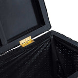 vidaXL Opbergbox 110 cm natuurlijk kubu rattan & massief mahoniehout wit