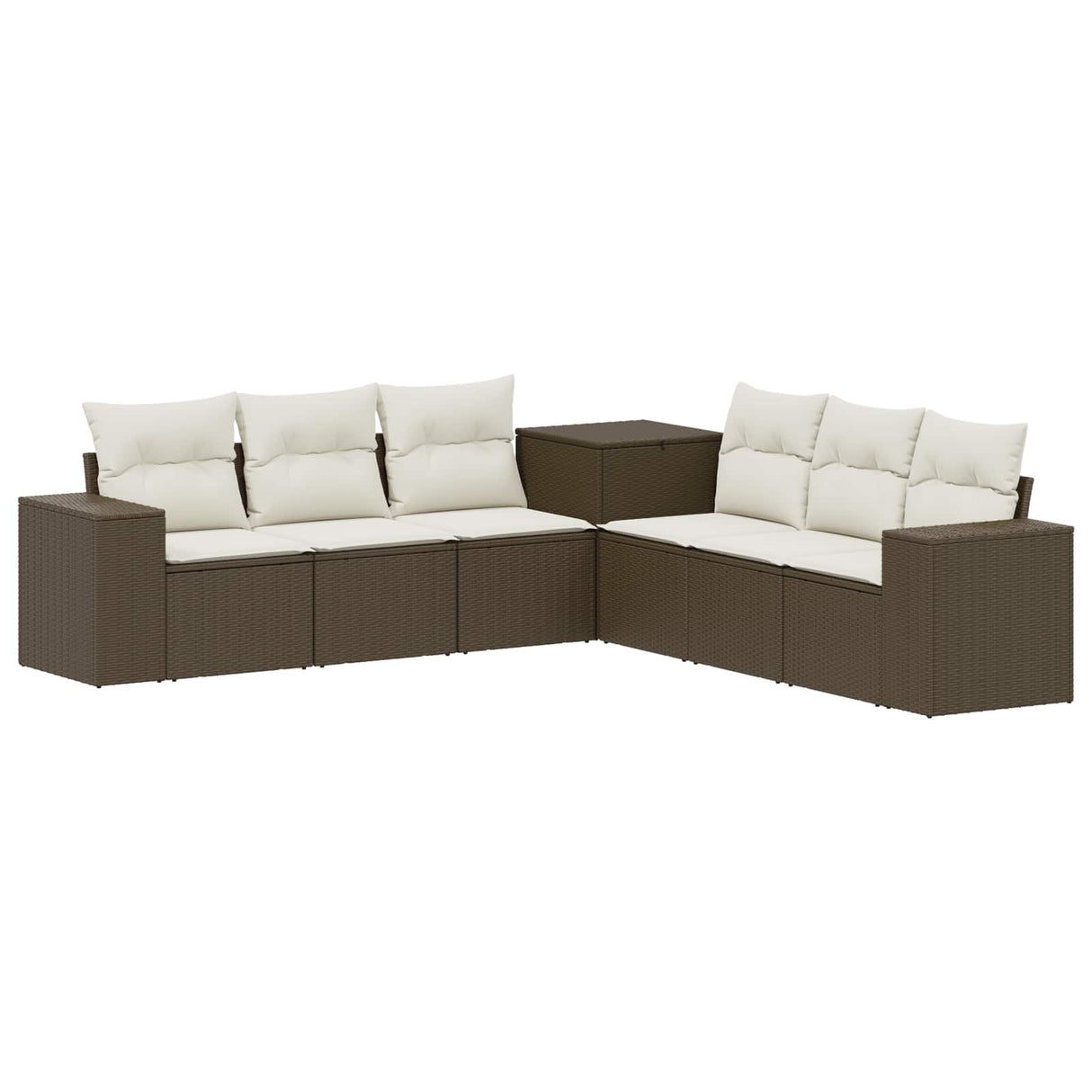 vidaXL Bankstel 7 pcs Zwart Poly Rattan en Staal
