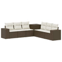 vidaXL Bankstel 7 pcs Zwart Poly Rattan en Staal