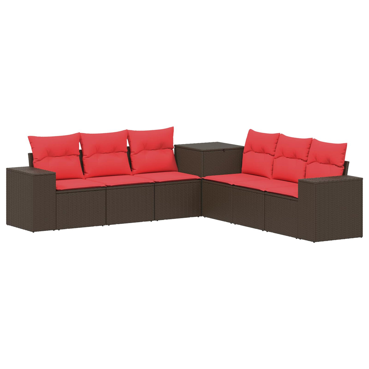 vidaXL Bankstel 7 pcs Zwart Poly Rattan en Staal