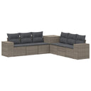 vidaXL Bankstel 7 pcs Zwart Poly Rattan en Staal