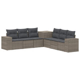 vidaXL Bankstel 7 pcs Zwart Poly Rattan en Staal