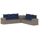 vidaXL Bankstel 7 pcs Zwart Poly Rattan en Staal