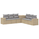 vidaXL Bankstel 7 pcs Zwart Poly Rattan en Staal