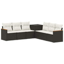 vidaXL Bankstel 7 pcs Zwart Poly Rattan en Staal